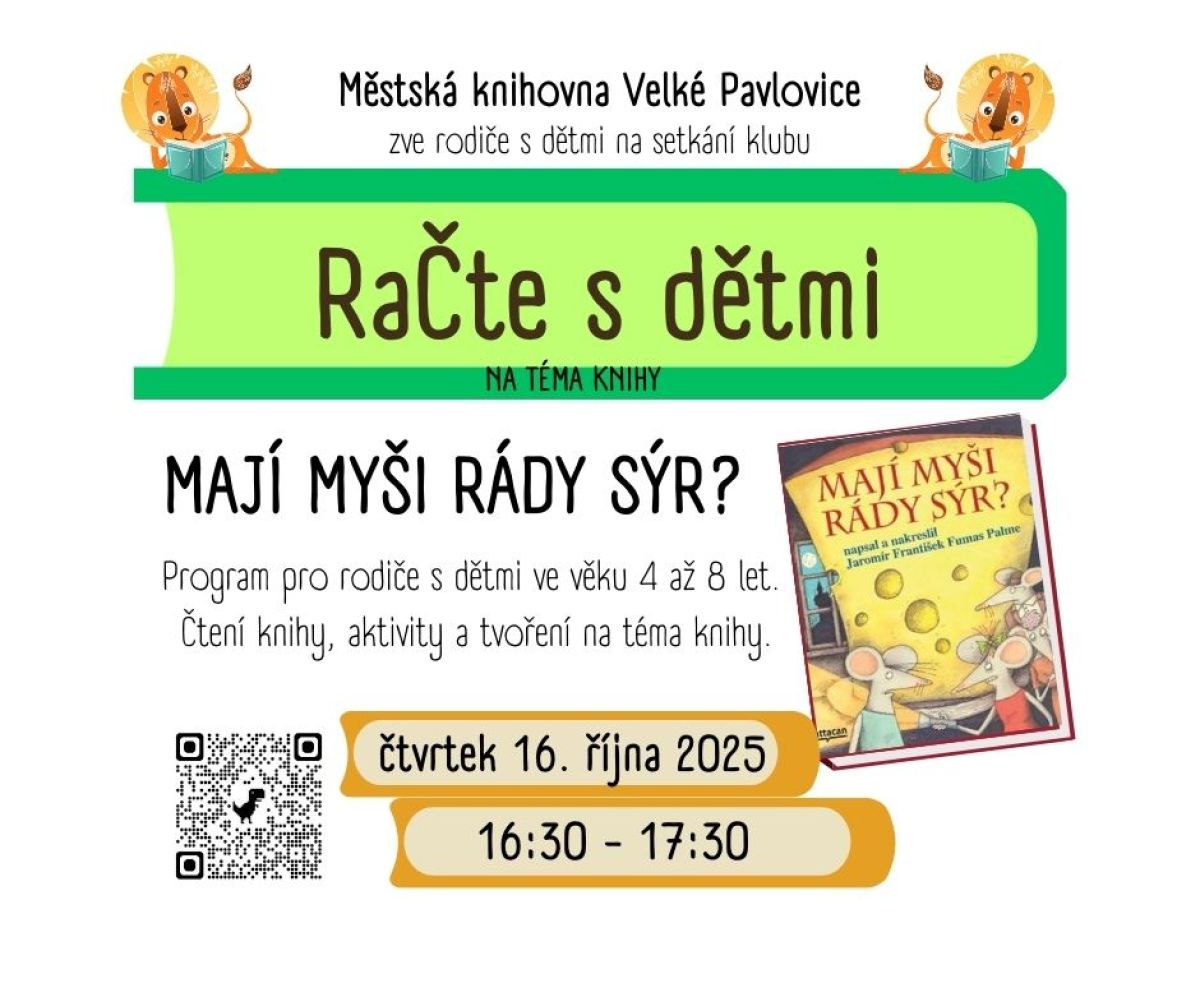 RaČte s dětmi s knihou MAJÍ MYŠI RÁDY SÝR? * Akce knihovny