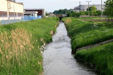 Potok Trkmanka v okolí města Velké Pavlovice