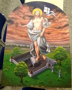 Město Velké Pavlovice * Hřbitovní brána - obraz Zmrtvýchvstání malíře pana Jana Klimeše