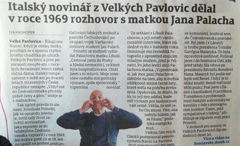 Zajímavé osobnosti * Významný italský novinář Annibale Prinetti žije již 10 let ve Velkých Pavlovicích