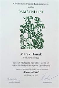 Kultura & folklor * Marek Hanák vítěz své kategorie na Národní přehlídce tanečníků verbuňku - Kunovské léto 2025