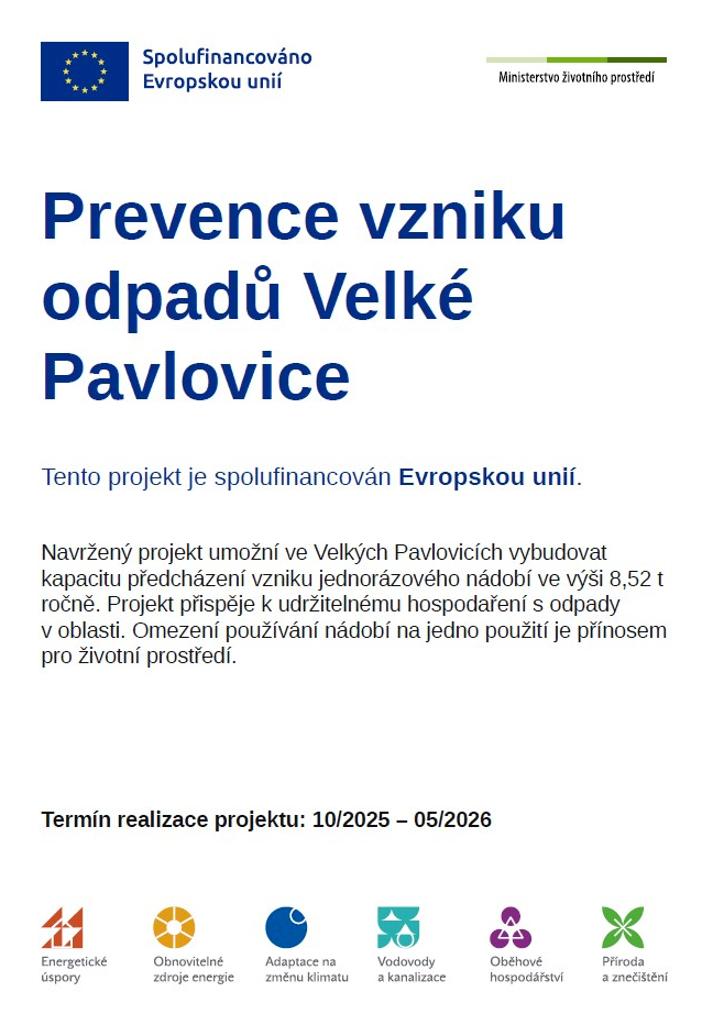 Projekt VP Prevence vzniku odpadu Velke Pavlovice