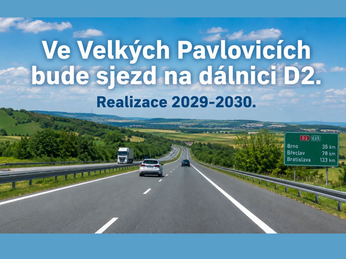 MÚK D2 Velké Pavlovice, aneb sjezd na dálnici