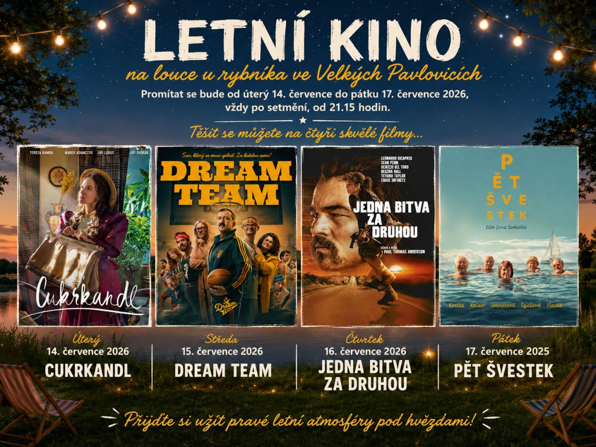 LETNÍ KINO na louce u rybníka UŽ TENTO TÝDEN!