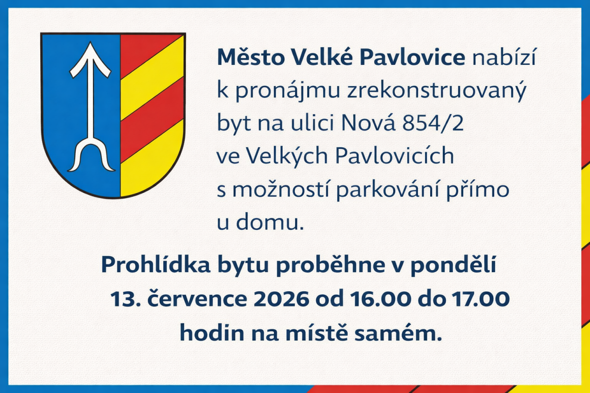 Město nabízí k PRONÁJMU BYT na ulici Nová