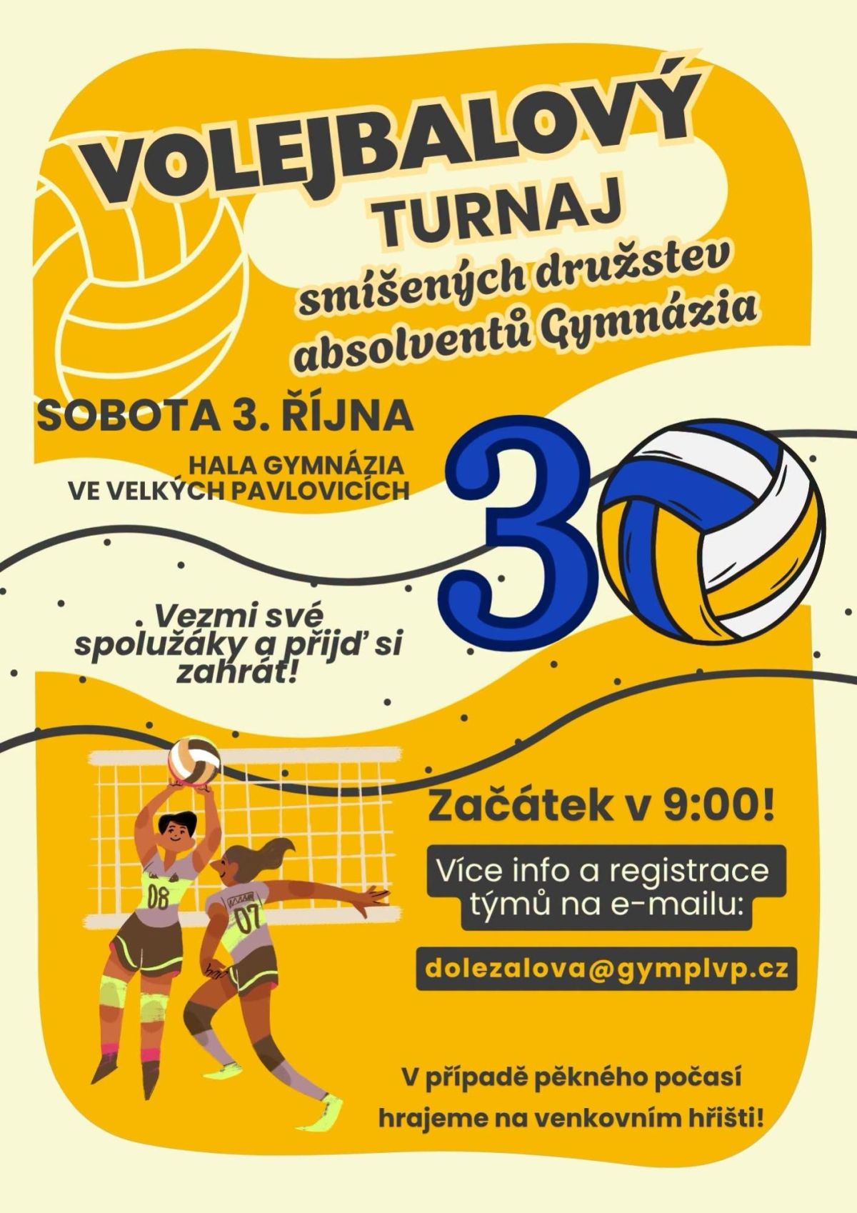 VOLEJBALOVÝ TURNAJ smíšených družstev absolventů gymnázia