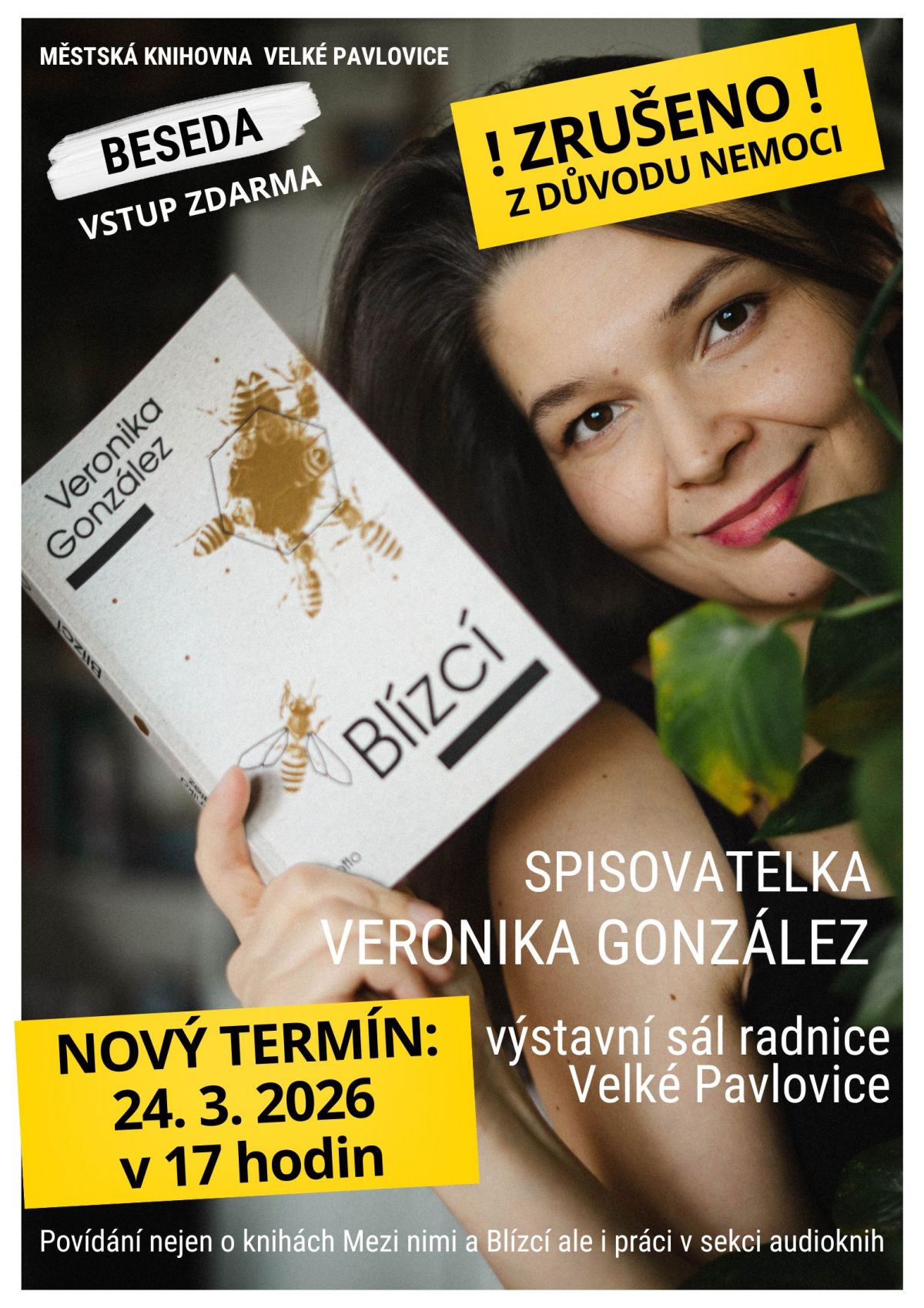 Změna termínu: Zítřejší akce s Veronikou González se odkládá