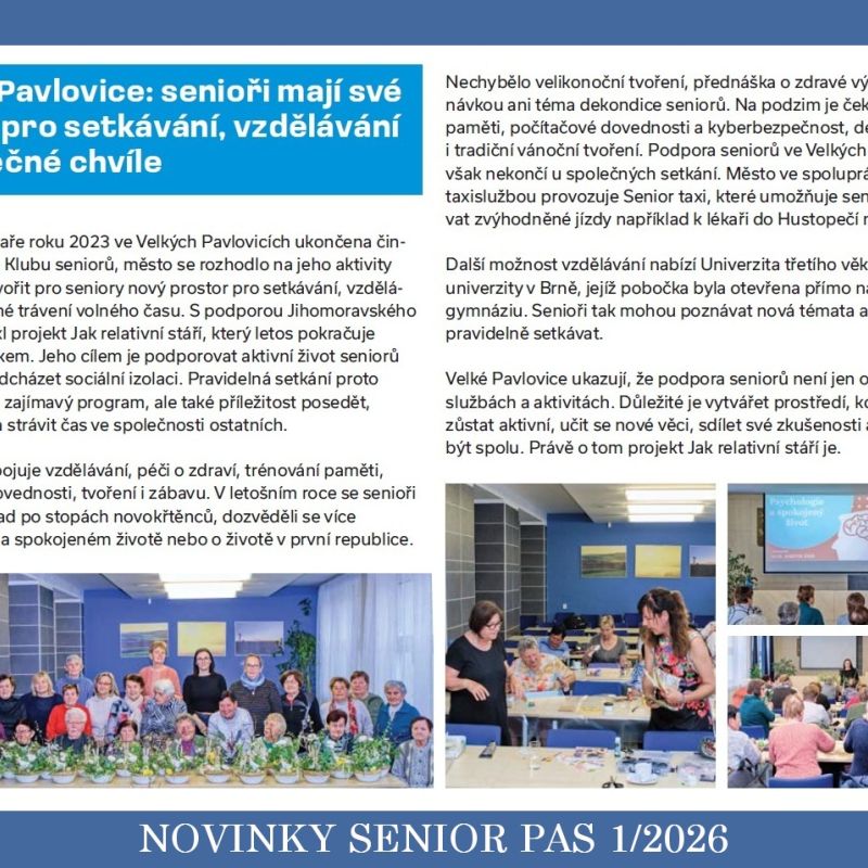 Velkopavlovičtí senioři v časopise NOVINKY SENIOR PAS