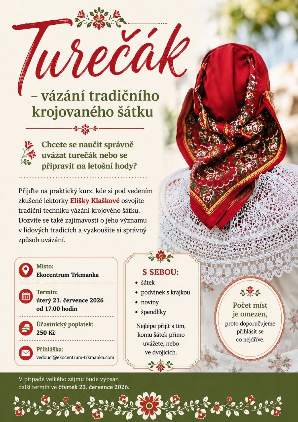 TUREČÁK - vázání tradičního krojovaného šátku