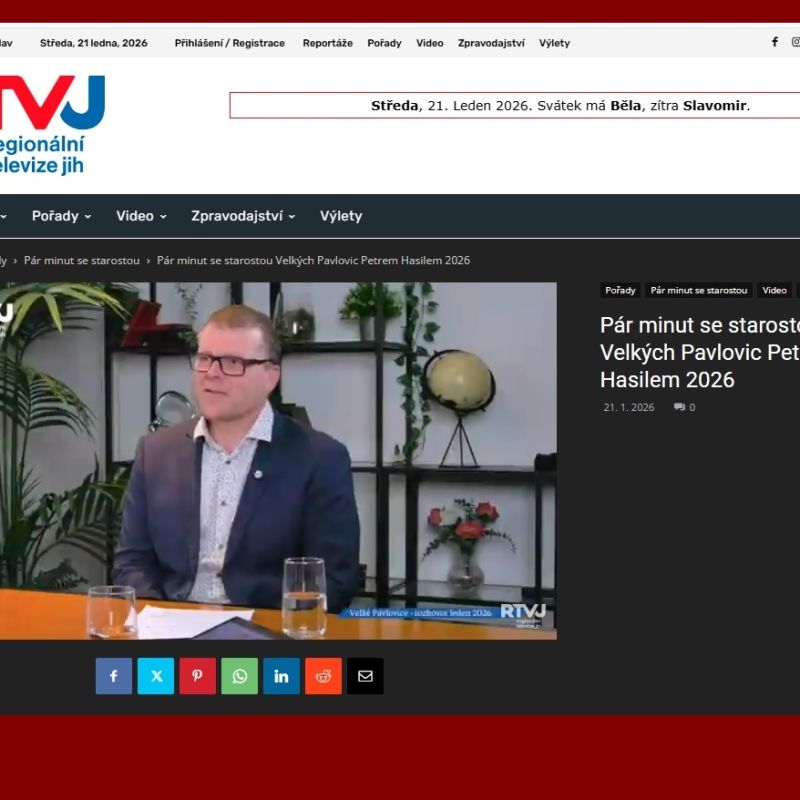 Videoreportáž RTV Jih * Pár minut se starostou Velkých Pavlovic Petrem Hasilem 2026