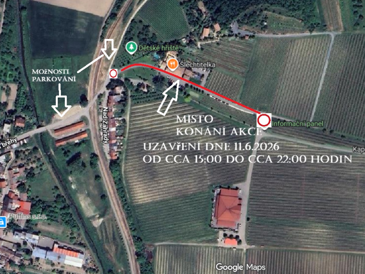 Pozor - uzavírka komunikace z důvodu konání akce TOSKÁNSKÉ ODPOLEDNE