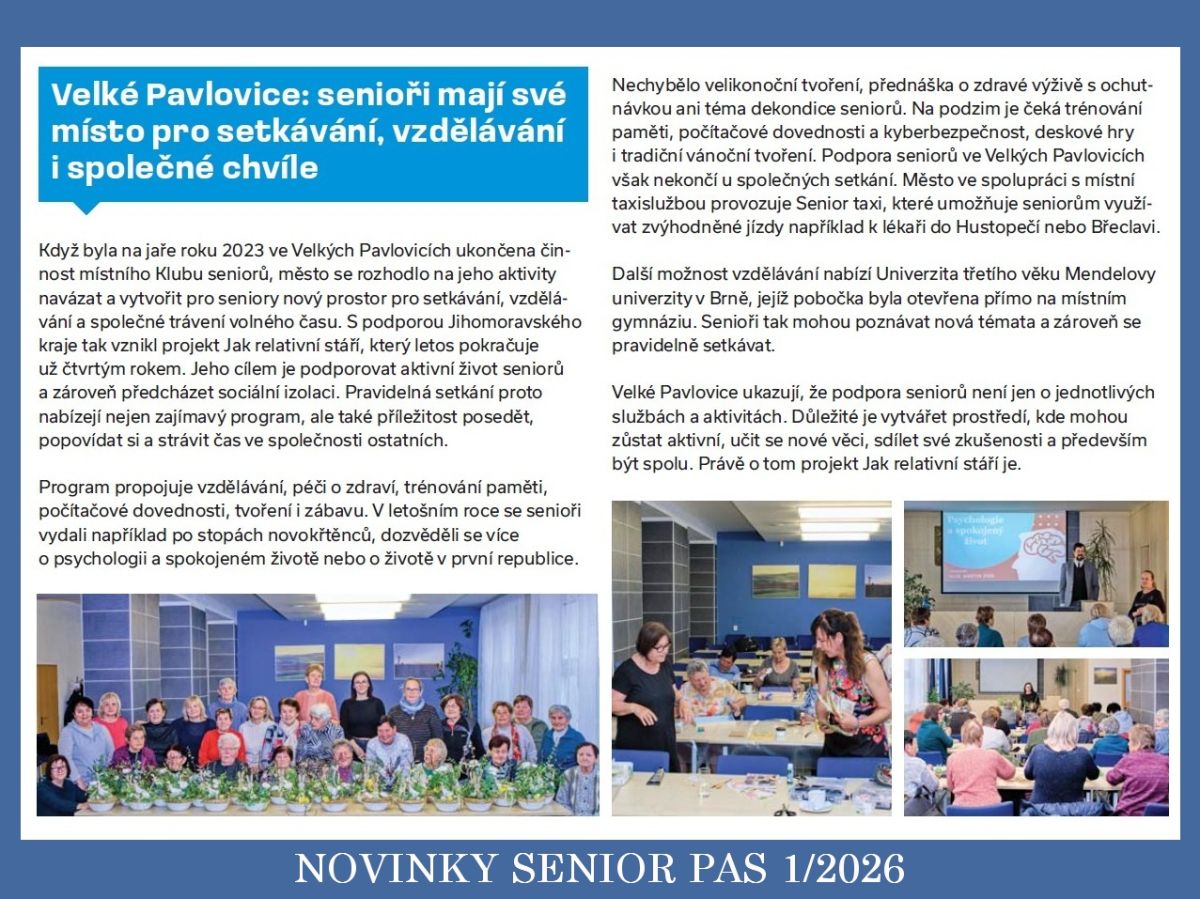 Velkopavlovičtí senioři v časopise NOVINKY SENIOR PAS
